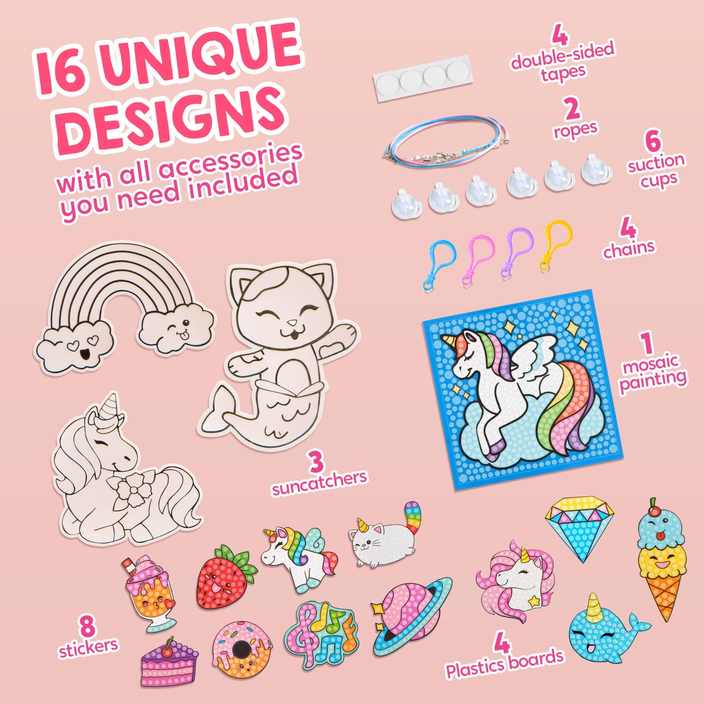 Klever Kits 16 Projects Gem Art, Kids Diamond Gem Painting Kit with 5D Gem, Arts and Crafts for Girls Ages 6-12, Gem Craft Activities Kits, Premium Art Gift Ideas for Girls Crafts Ages 6, 7, 8+