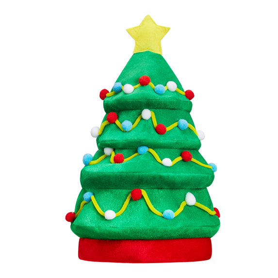 Joyfy Plush Christmas Tree Hats,Santa Hats for Adults Funny Hats for Christmas Holiday Party Costume Favors Gifts Accessoriess