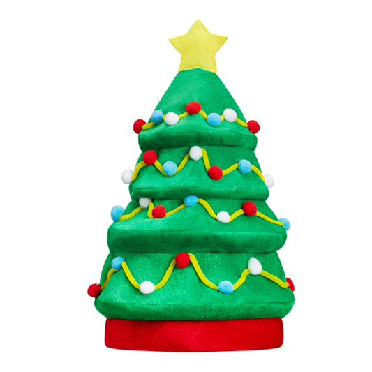 Joyfy Plush Christmas Tree Hats,Santa Hats for Adults Funny Hats for Christmas Holiday Party Costume Favors Gifts Accessoriess
