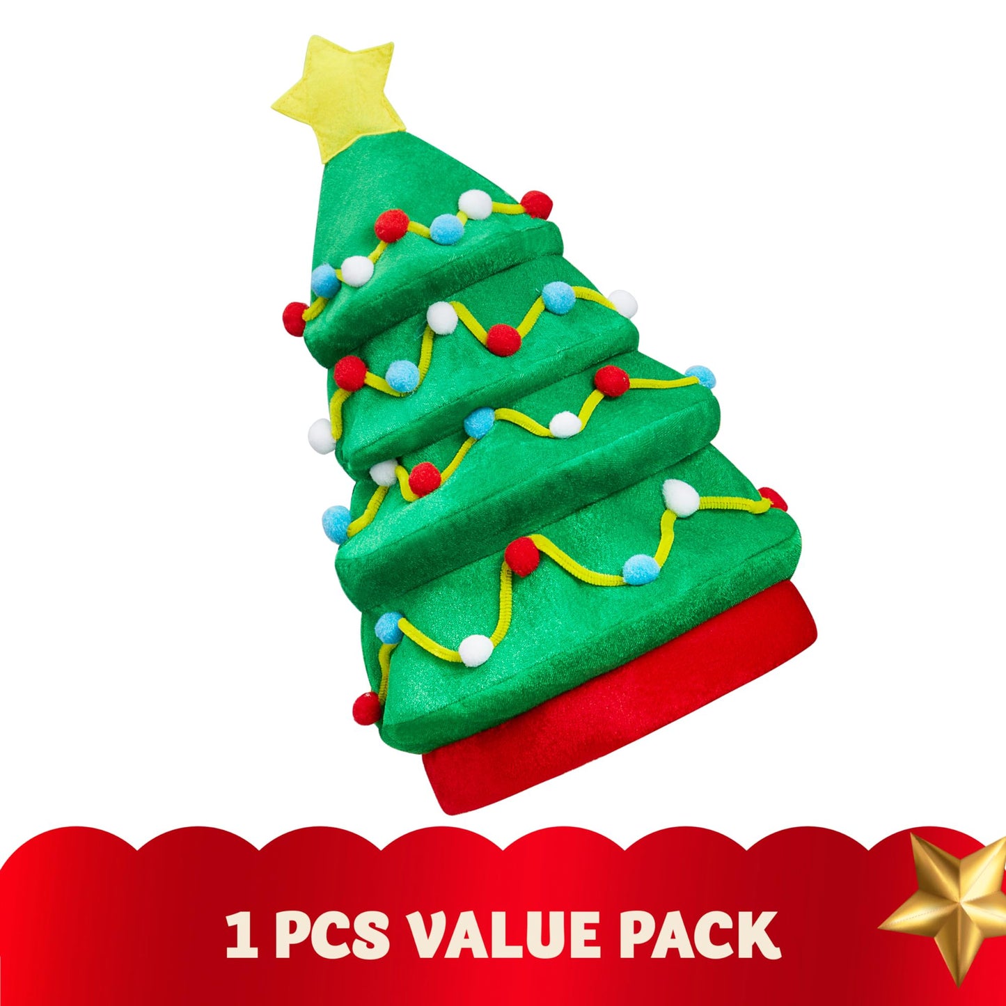 Joyfy Plush Christmas Tree Hats,Santa Hats for Adults Funny Hats for Christmas Holiday Party Costume Favors Gifts Accessoriess