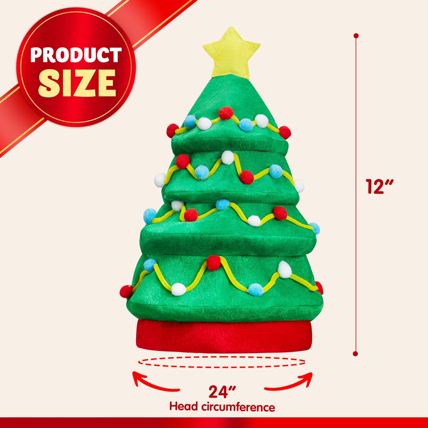 Joyfy Plush Christmas Tree Hats,Santa Hats for Adults Funny Hats for Christmas Holiday Party Costume Favors Gifts Accessoriess