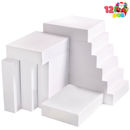 Joyfy 12 Pcs White Large Gift Boxes with Lids for Sweaters, Robes for Christmas, Holiday, Xmas, Father's Day, Birthdays Gift Wrapping, School Classrooms Party Favors Supplies