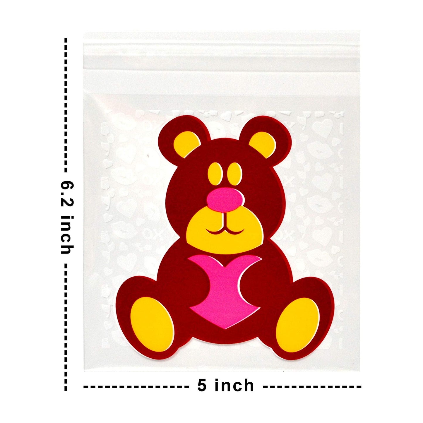150 Pcs Valentine Cellophane Gift Bags Square Cellophane Candy Bags Valentine Goodies Bags in 6 Designs for Kids Valentine's Day Party Favor Supplies
