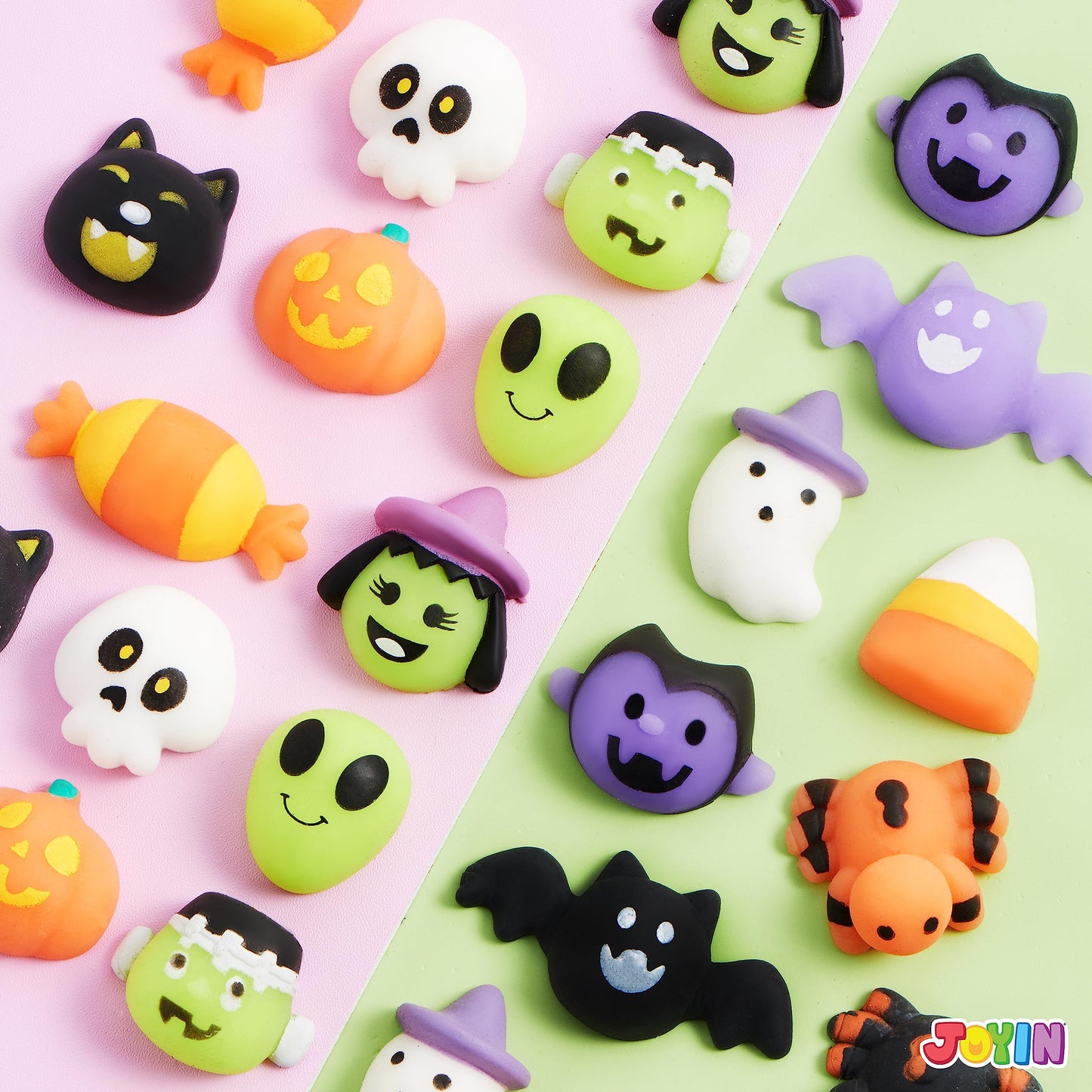 Joyfy 24 Pcs Halloween Mochi Squishy Toys,Squishy Toys for Kids,Halloween Classroom Favors Prizes Party Favors,Claw Machine Filler for Kids,Stress Relief Toys