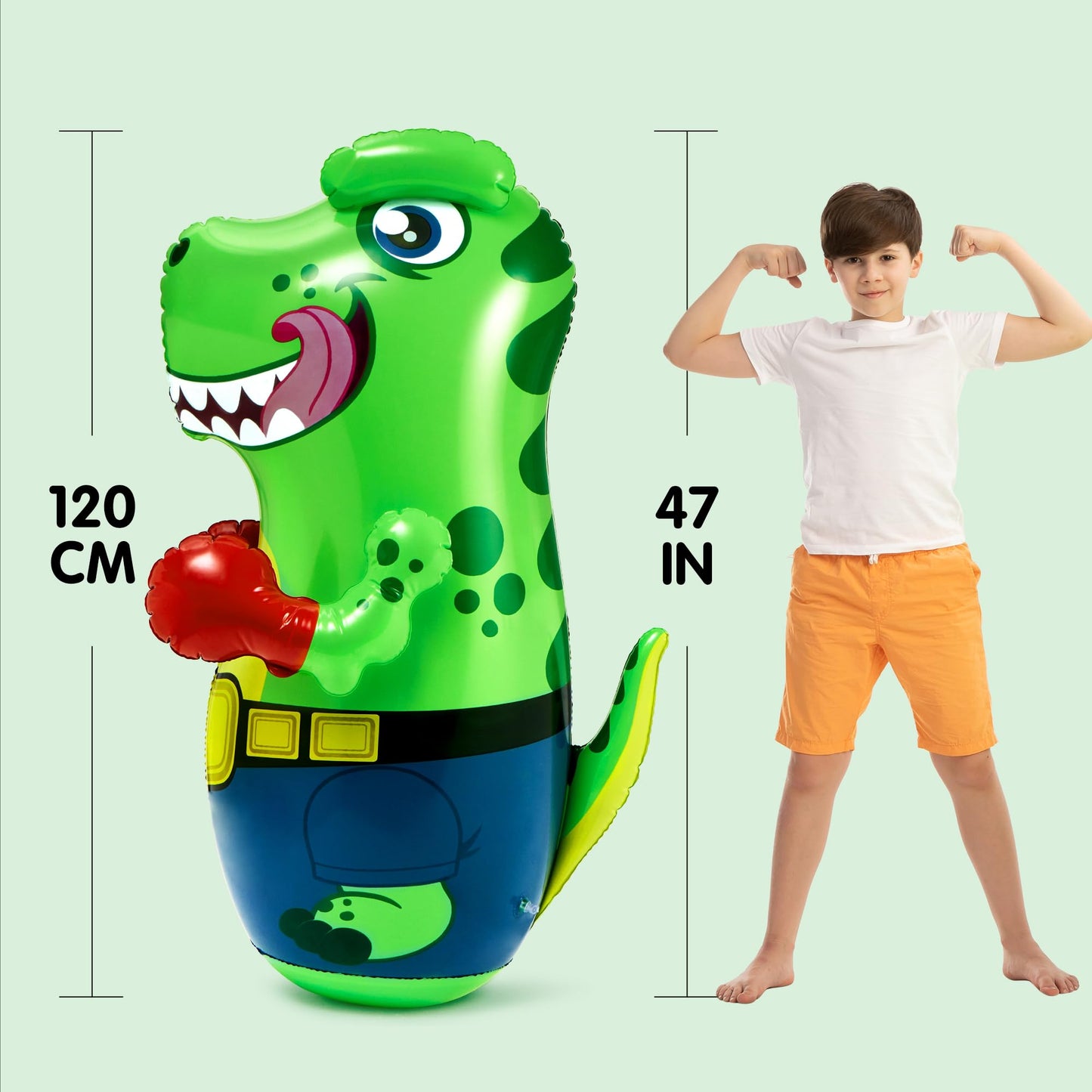 Syncfun 47 Inches Inflatable T-rex Dinosaur Bopper, Kids Punching Bag Bounce-back Action, Punching Toy For Boys