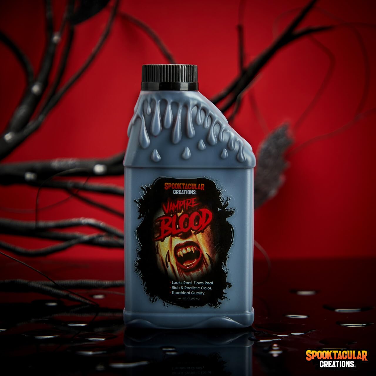 Spooktacular Creations Vampire Blood, 16oz Liquid Fake Blood, Bottle of Vampire Blood for Halloween Makeup Costume, Decoration