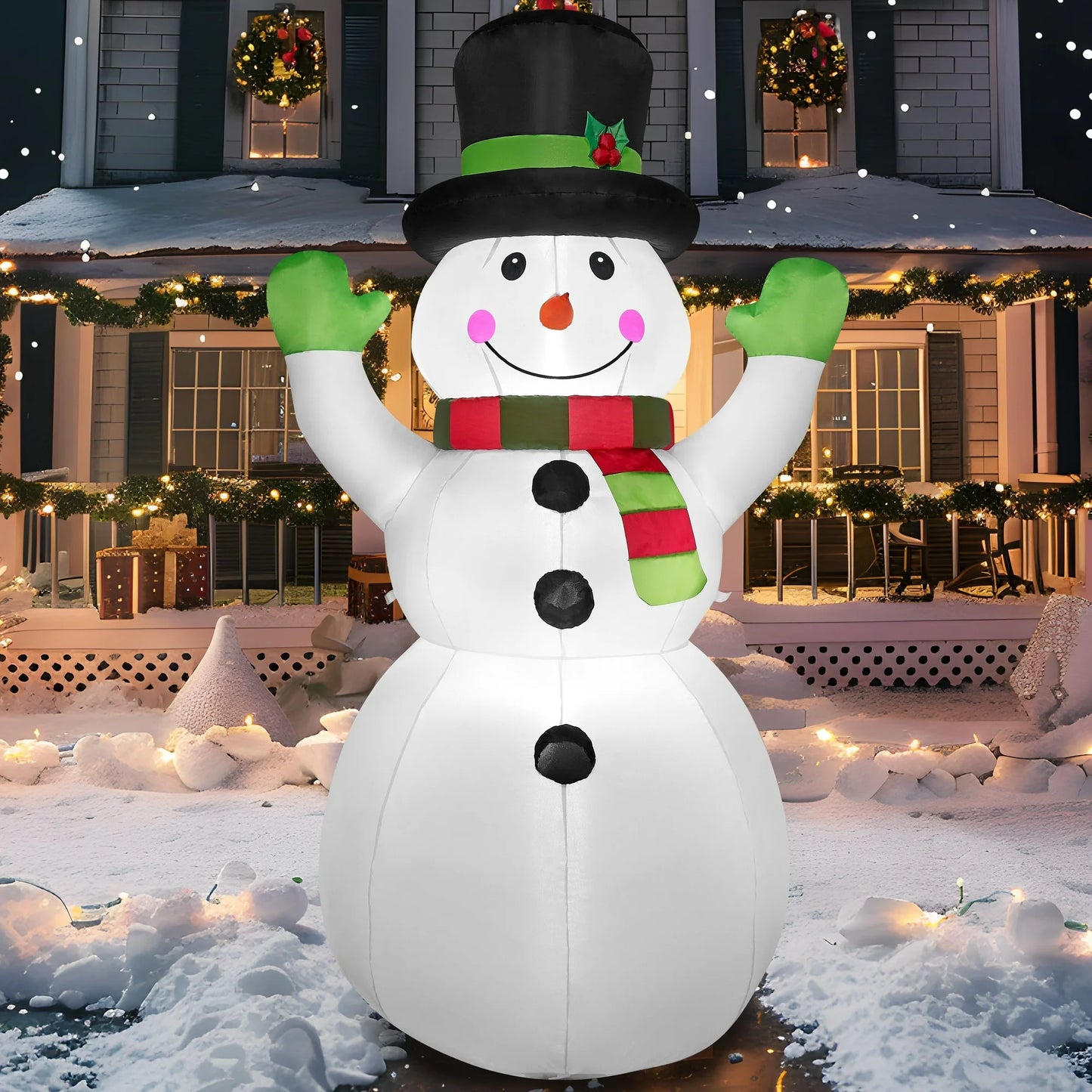 Joyfy 6 FT Christmas Inflatables Snowman Outdoor Decorations,Snowman Christmas Blow Ups Yard Christmas with Built-in LEDs for Holiday Party Garden Lawn Decor