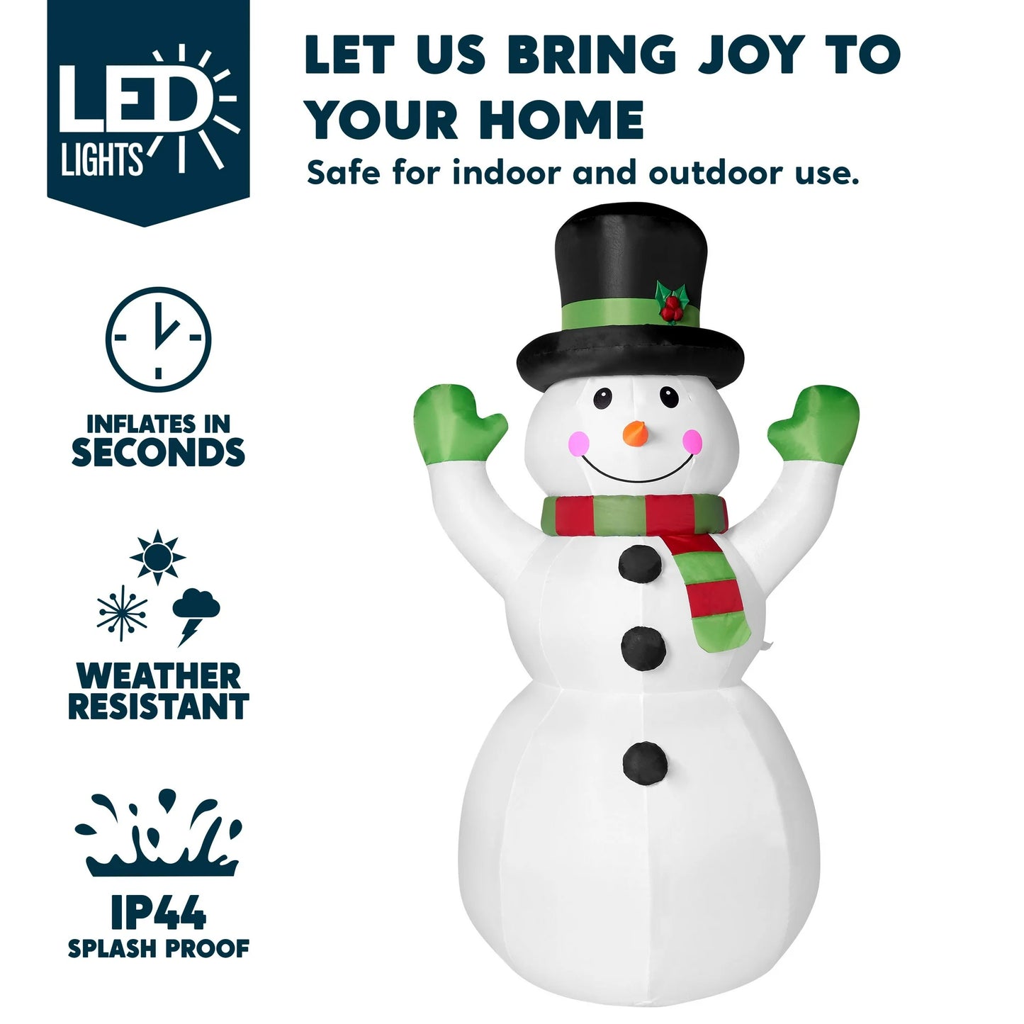 Joyfy 6 FT Christmas Inflatables Snowman Outdoor Decorations,Snowman Christmas Blow Ups Yard Christmas with Built-in LEDs for Holiday Party Garden Lawn Decor