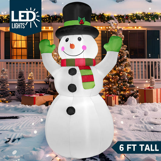 Joyfy 6 FT Christmas Inflatables Snowman Outdoor Decorations,Snowman Christmas Blow Ups Yard Christmas with Built-in LEDs for Holiday Party Garden Lawn Decor