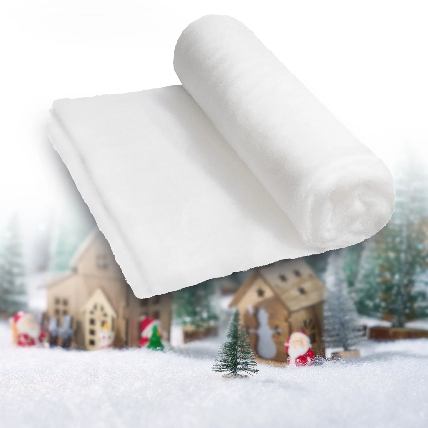 Joyfy Christmas Snow Blankets Roll (1 Pcs), 15 in x 10Ft Soft Thick Artificial Snow Blanket, Snow Rolls, Snow Sheets, Fake Snow Cotton Fabric for Christmas Holiday Winter Decoration