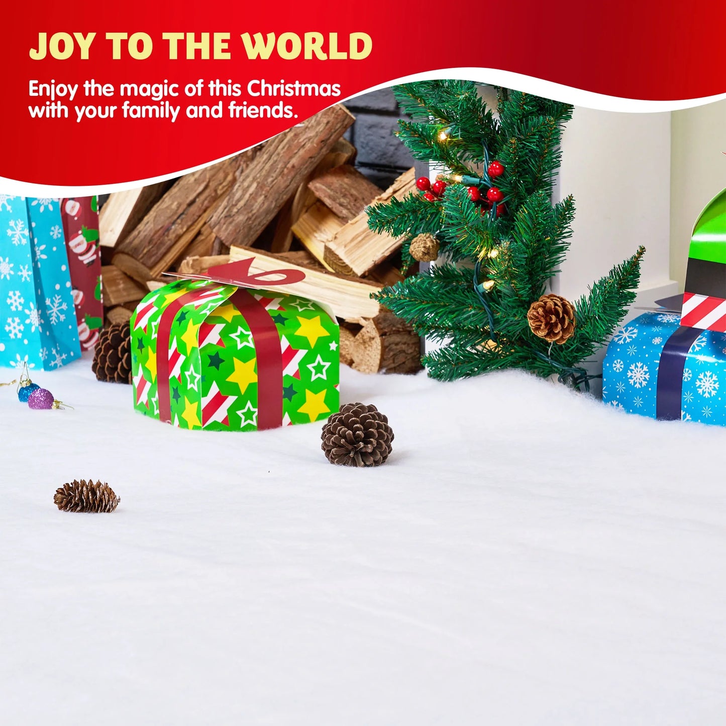 Joyfy Christmas Snow Blankets Roll (1 Pcs), 15 in x 10Ft Soft Thick Artificial Snow Blanket, Snow Rolls, Snow Sheets, Fake Snow Cotton Fabric for Christmas Holiday Winter Decoration