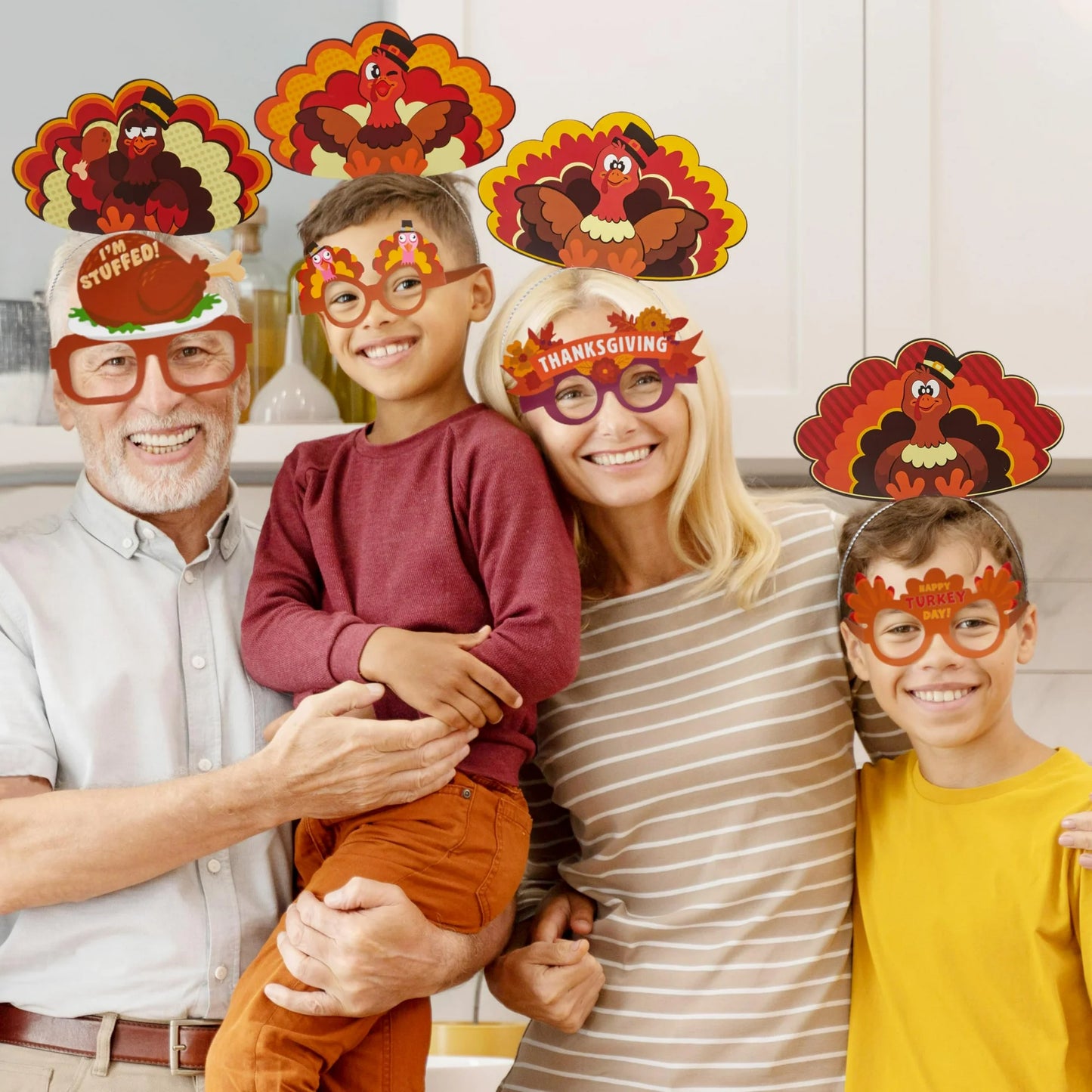 Joyfy 16 Pack Thanksgiving Turkey Headbands and Glasses Frame for Kids Adult,Thanksgiving Party Role Play
