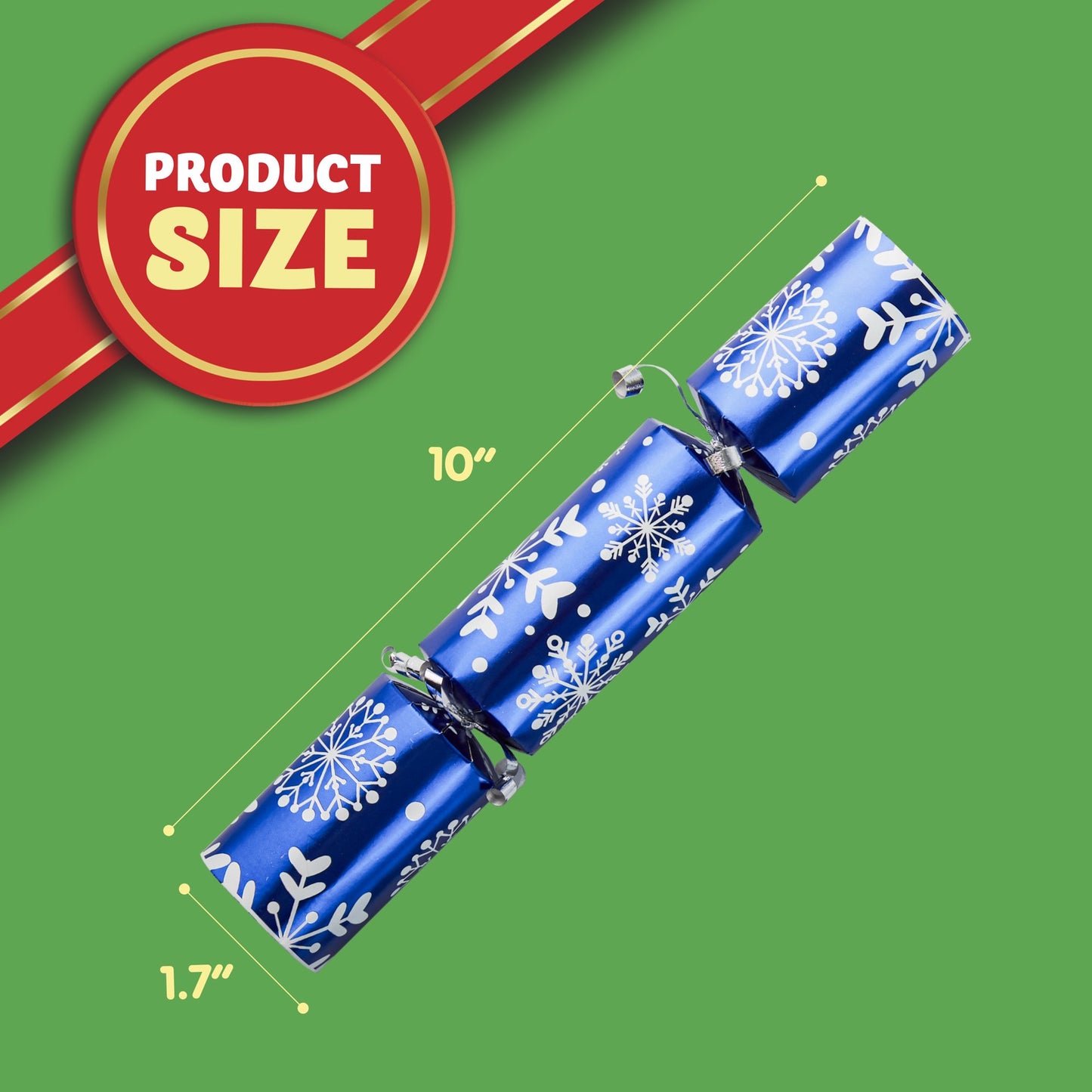Joyfy 10" Christmas Crackers Party Table Favor, 8 Pcs No Snap Blue & White Snowflake Design, with Party Hat Joke & Little Gift for Xmas Holiday Dinner Traditions