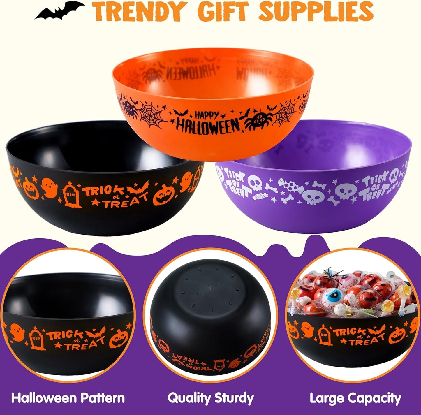 Joyfy Halloween Candy Bowls£¬3pcs