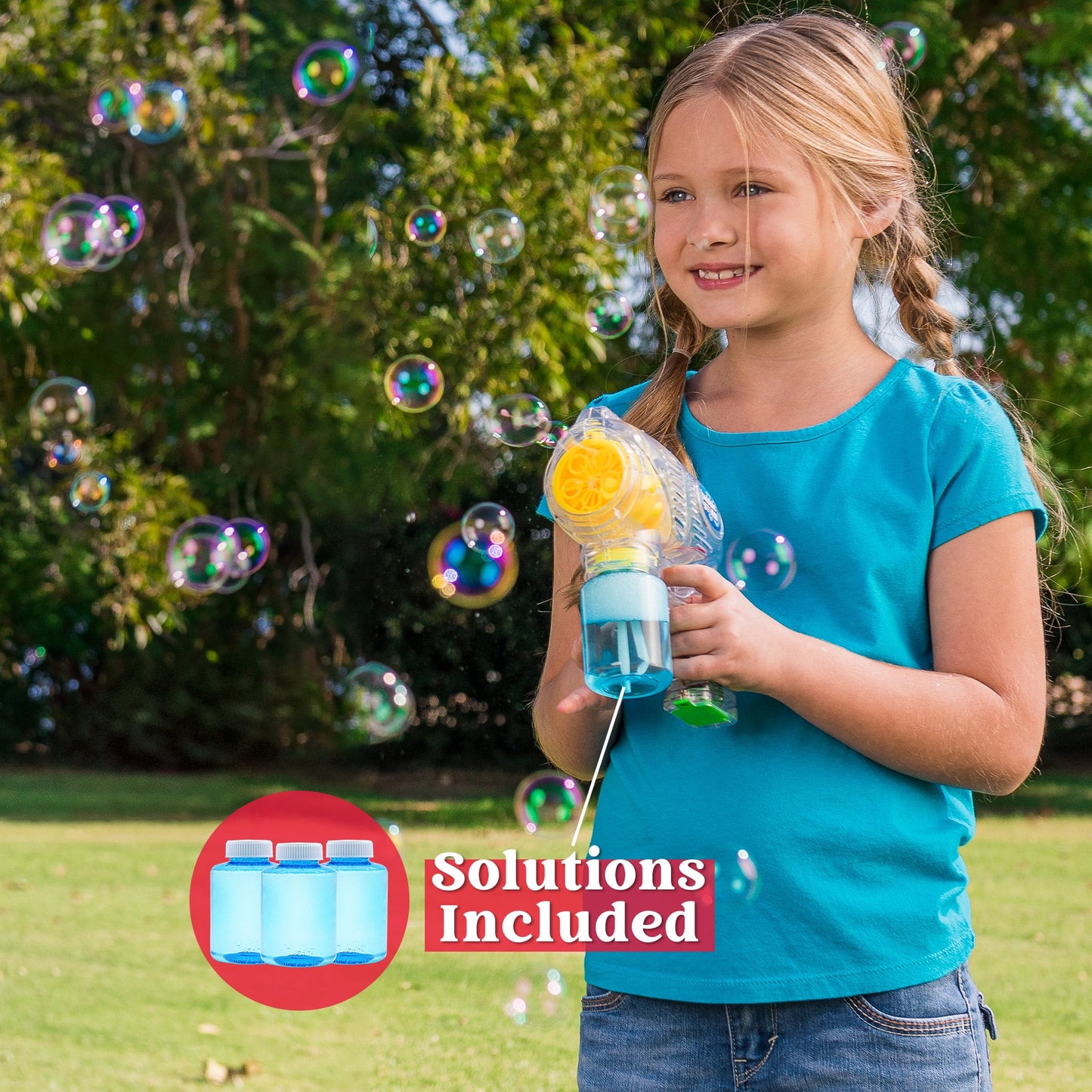 3 Pcs Bubble Gun for Kids, Bubble Blaster Toys with Bubble Solution for Kids Easter Summer Outdoor Game Party Favor