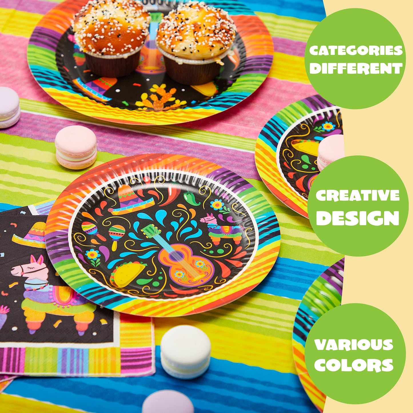 82 piece Carnival cutlery set, Cinco De Mayo dining table decoration Mexican party supplies package