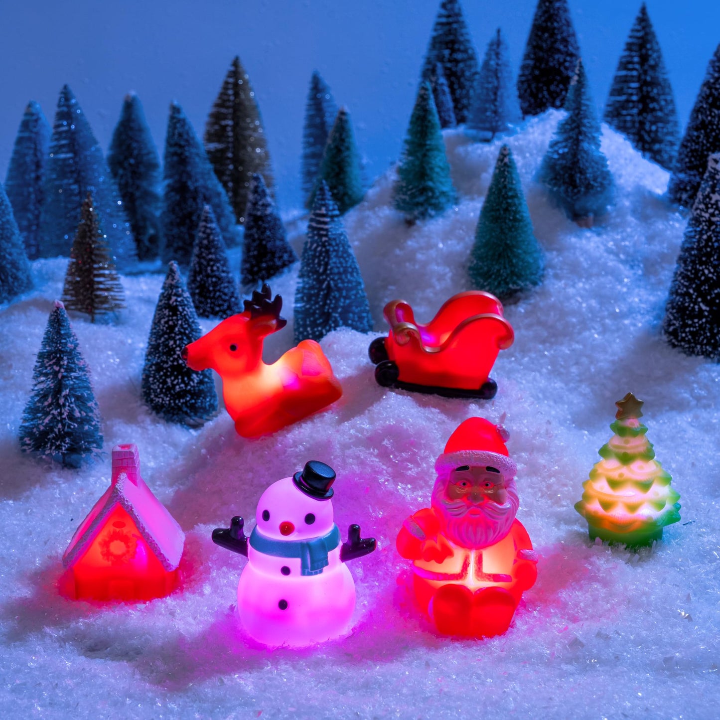 Joyfy Christmas Bath Toys for Kids 8 Pack Light Up Toys, LED Bathtub Toys Glow in The Dark Pool Toys, Christmas Toys for Kids Party Favor Gifts