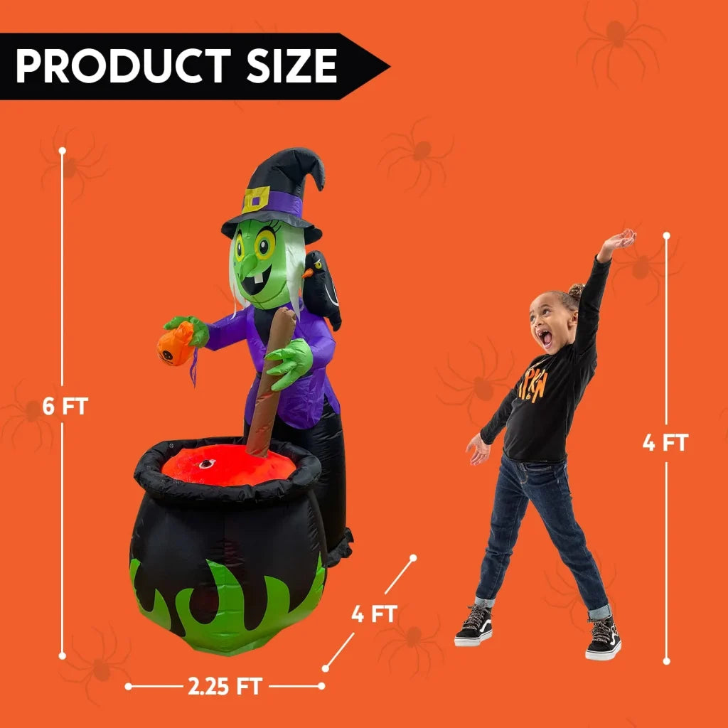 Syncfun 6 FT Halloween Inflatable Outdoor Witches Cauldron Pot Large Decorations with Flame Light and Bubble,Halloween Blow Ups for Outside Yard Decoration