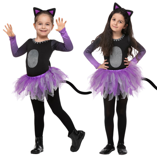 Joyfy Halloween Children Girls Tutu Cat Skirt Cute Animal Costume for Kids Halloween Dress Up Party