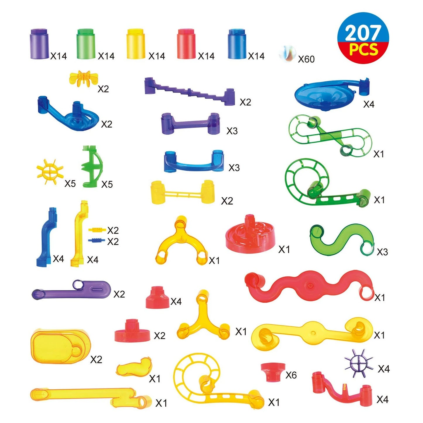 JOYIN 170 Pcs Marble Run Premium Toy Set, Construction Building Blocks Toys, STEM Educational Building Block Toy(120 Plastic Pieces + 50 Glass Marbles)