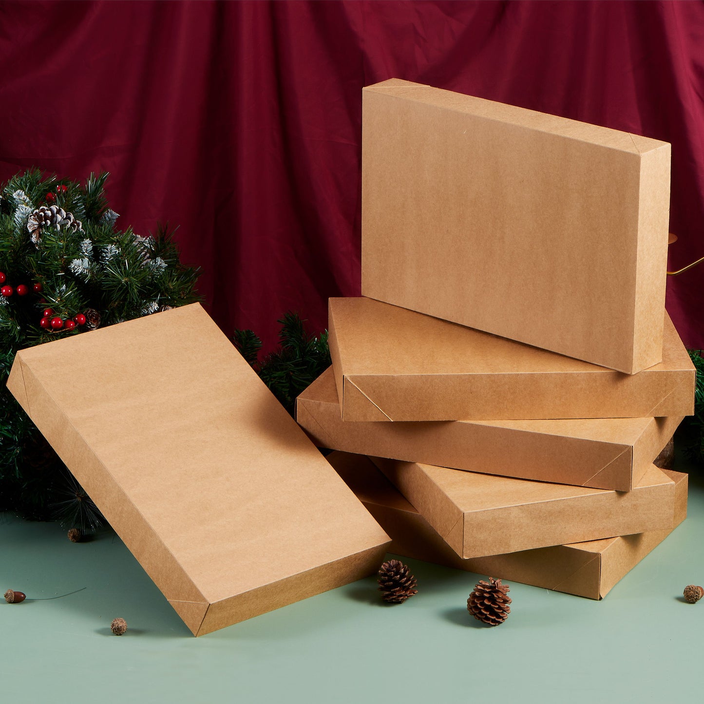 SYNCFUN 12 Pcs Brown Large Gift Boxes Cardboard Shirt Boxes with Lids for Sweaters, Robes for Christmas, Holiday, Xmas, Father's Day, Birthdays Gift Wrapping, School Classrooms Party Favors Supplies