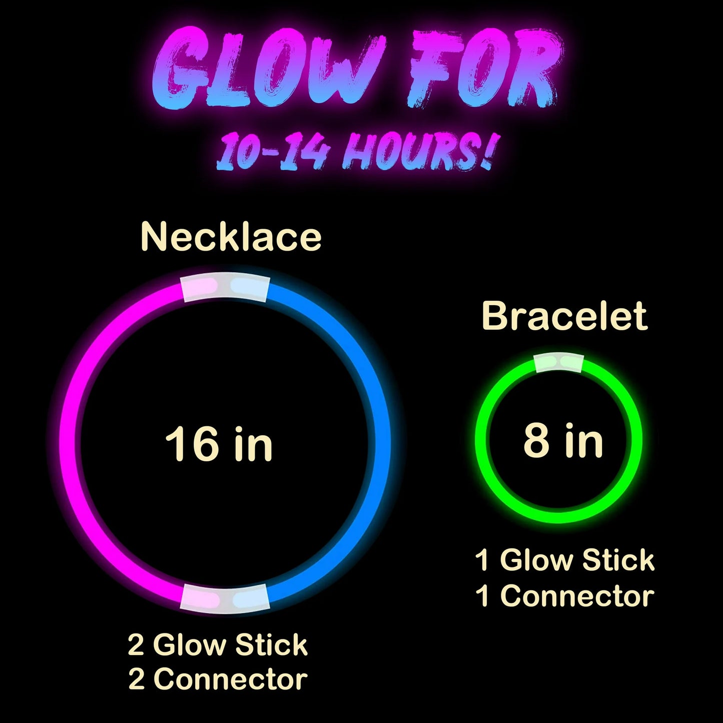 300 Pcs Glow Sticks Bulk, 8" Glow in The Dark Neon Party Supplies, Glow Bracelets and Necklaces Party Pack