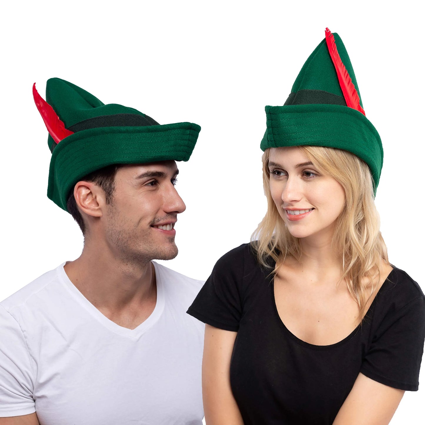 Syncfun Robin Hat with Feather for Adults, German Felt Green Alpine Hat Halloween Party Favors, Costume Accessories