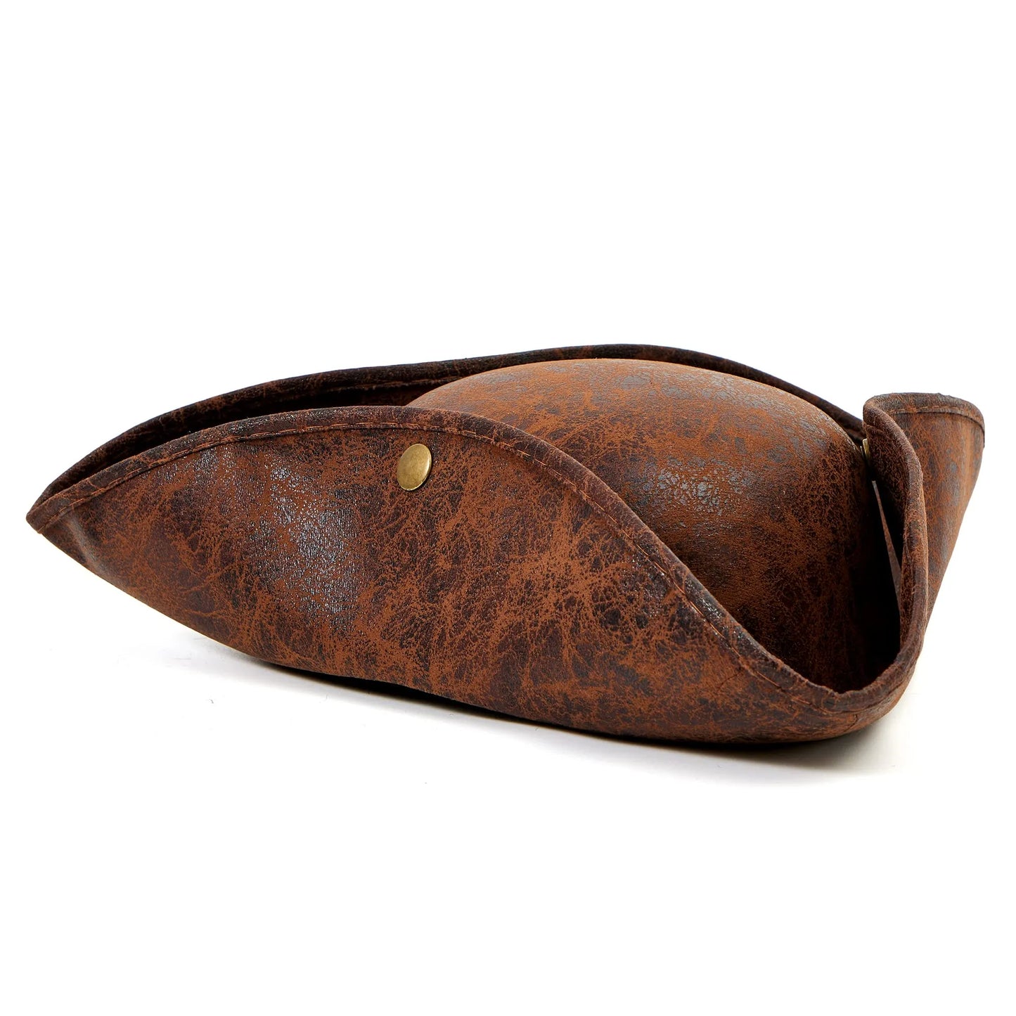 Syncfun Leather Tricorn Pirate Hat for Adults, Halloween Themed Cosplay, Pirate Dress UP Costume Accessory (Brown)