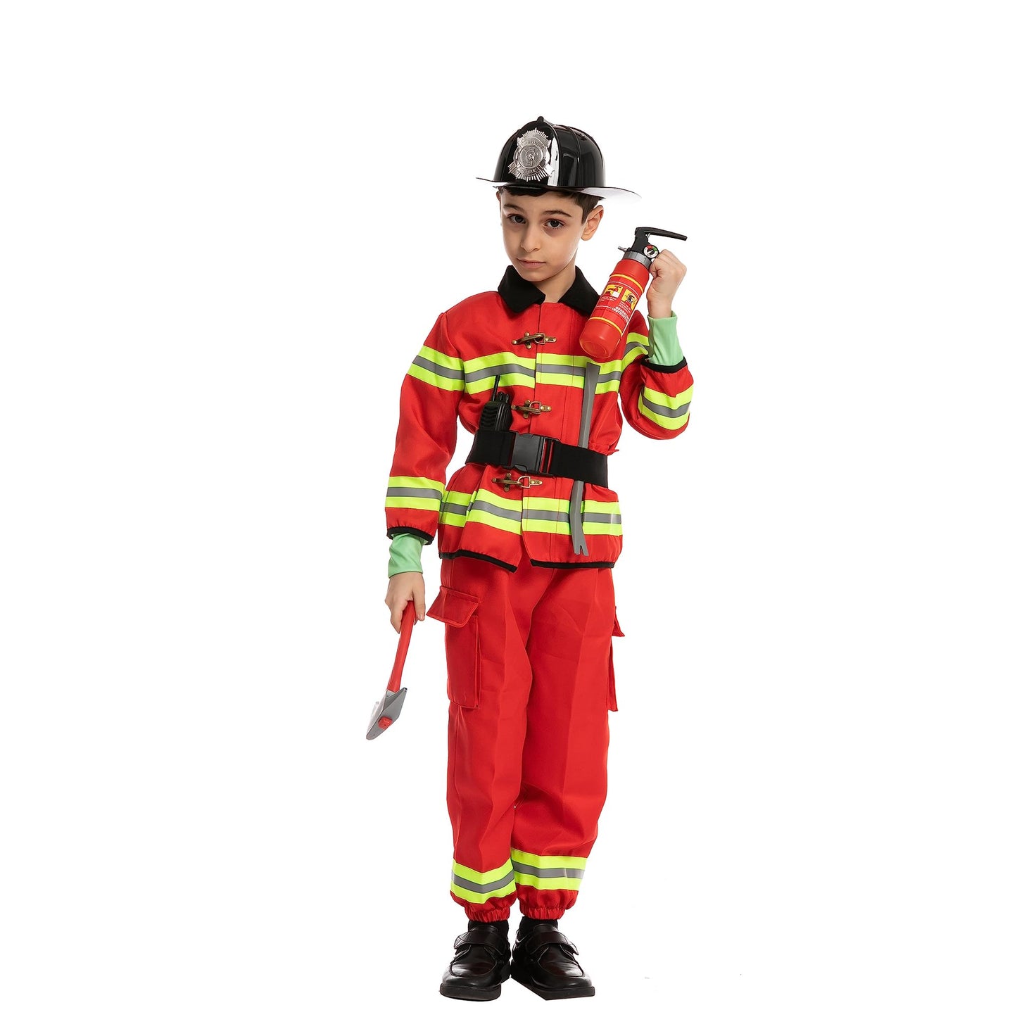 Joyfy Halloween Boys Fireman Costume, Firefighter Costume for Kids, Toddler Fireman Jumpsuit for Halloween Party Dress Up Cosplay