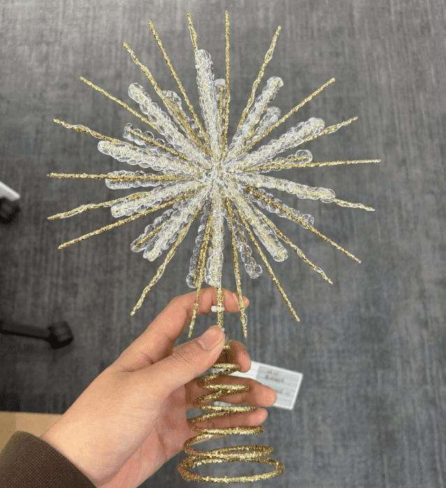 Joyfy 12'' Christmas Snowflake Tree Topper with Glittered Epoxy
