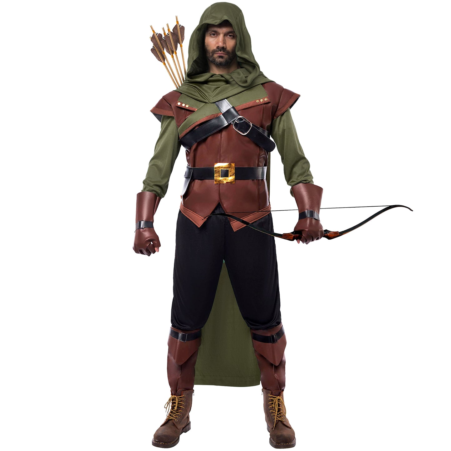 Joyfy Robin Hood Costume for Men Renaissance Medieval Costume Outfit Set for Adult Halloween Dress Up Party