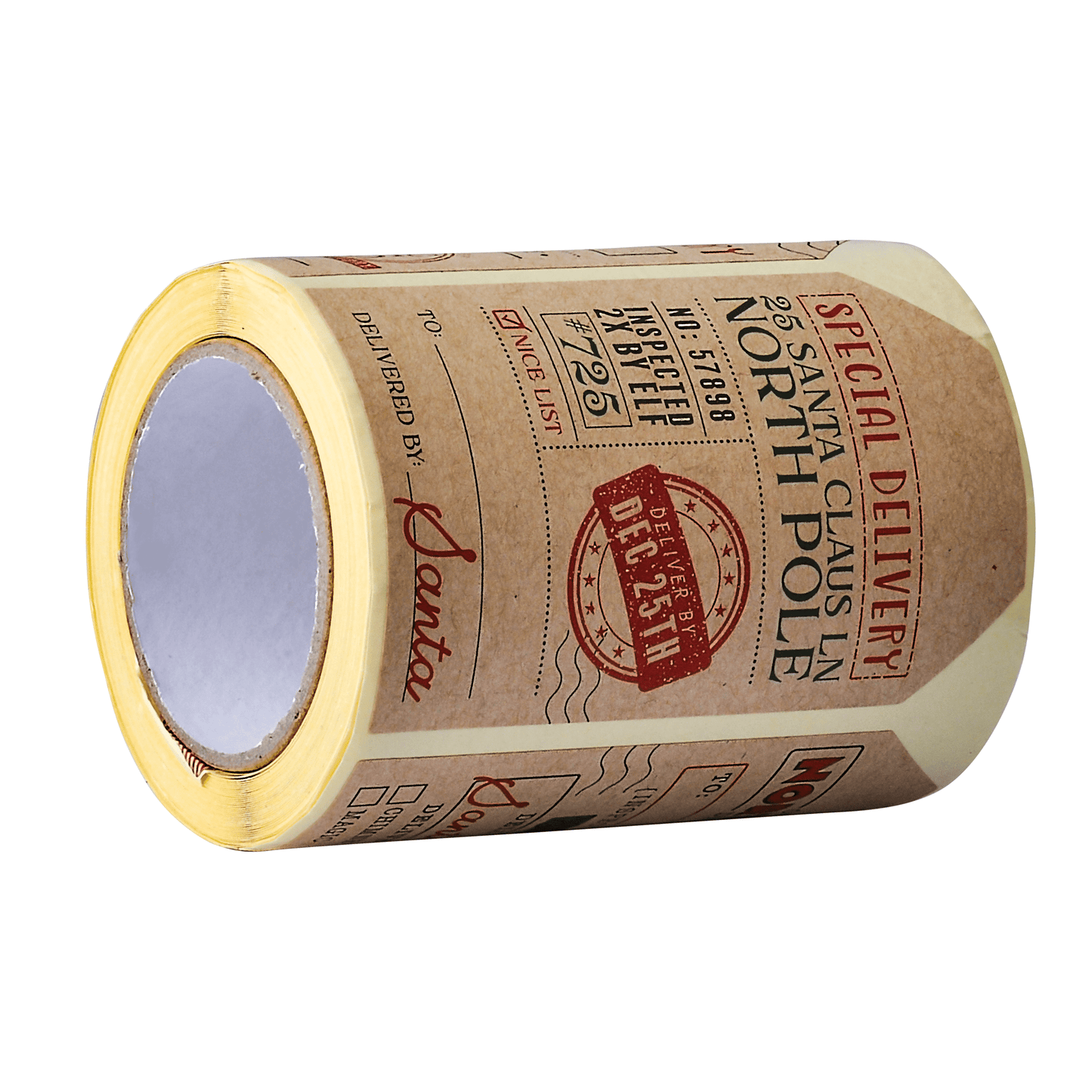 SYNCFUN Kraft Paper Sticker Roll - Post Christmas, 120 Pcs