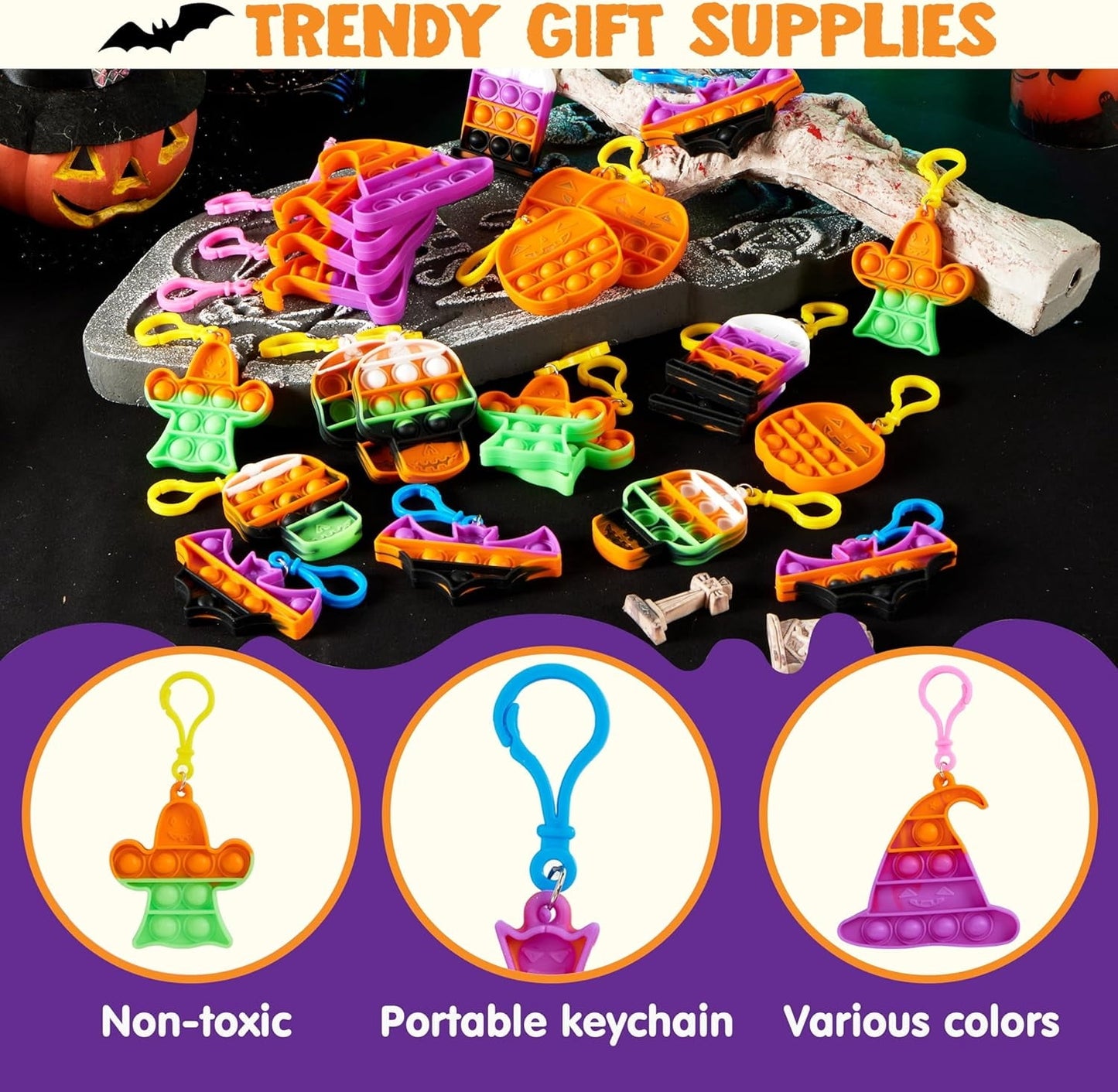 Joyfy Halloween Pop Fidget Toys, 24 pcs