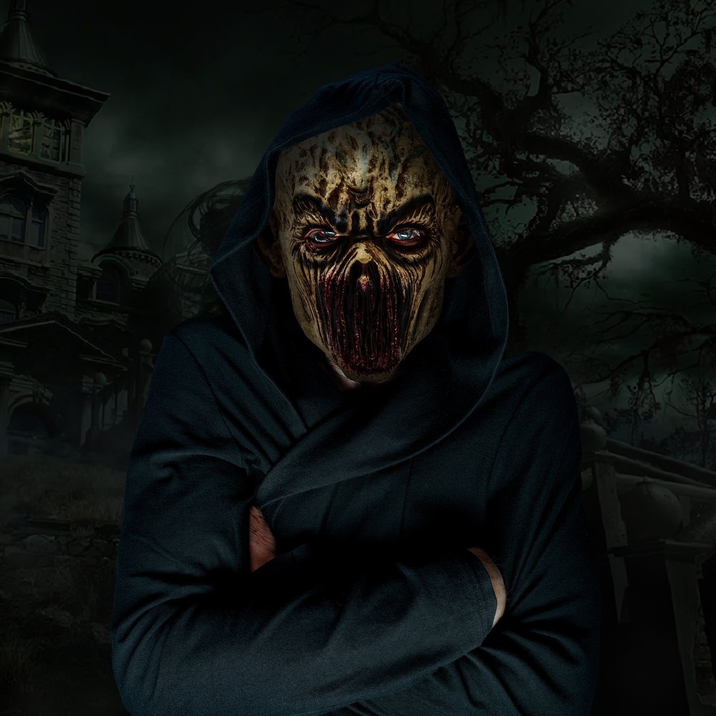Joyfy Halloween Costume Accessory Creepy Scary Halloween Cosplay Costume Mask Weird Latex Bald Cap for Adults Party Cosplay Accessories Dress Up