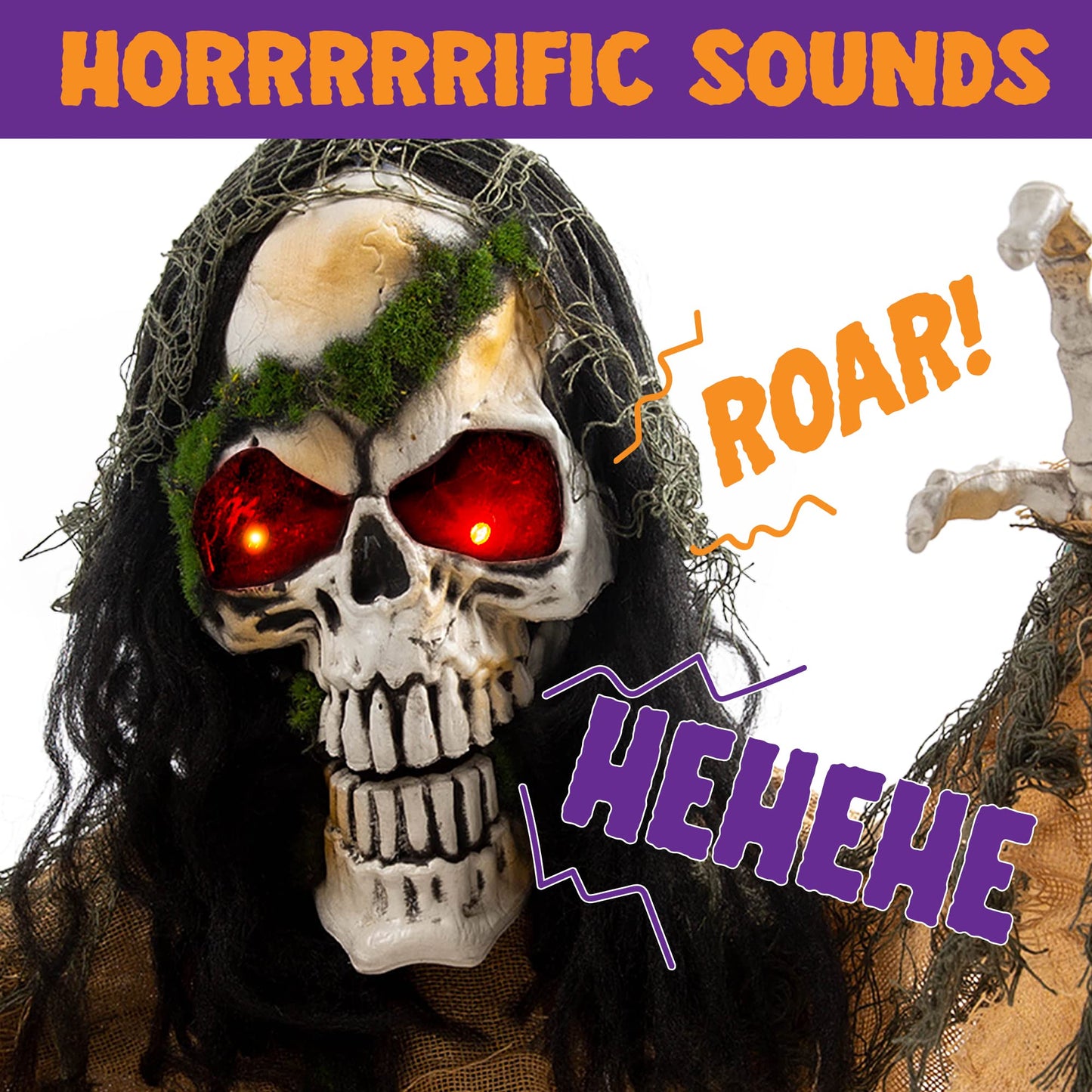 Joyfy Animated Halloween Groundbreaker Halloween Decorations Skeleton Zombie with Sound and Flashing Eyes,Outdoor Scary Halloween Yard Decorations,Haunted House Decorations