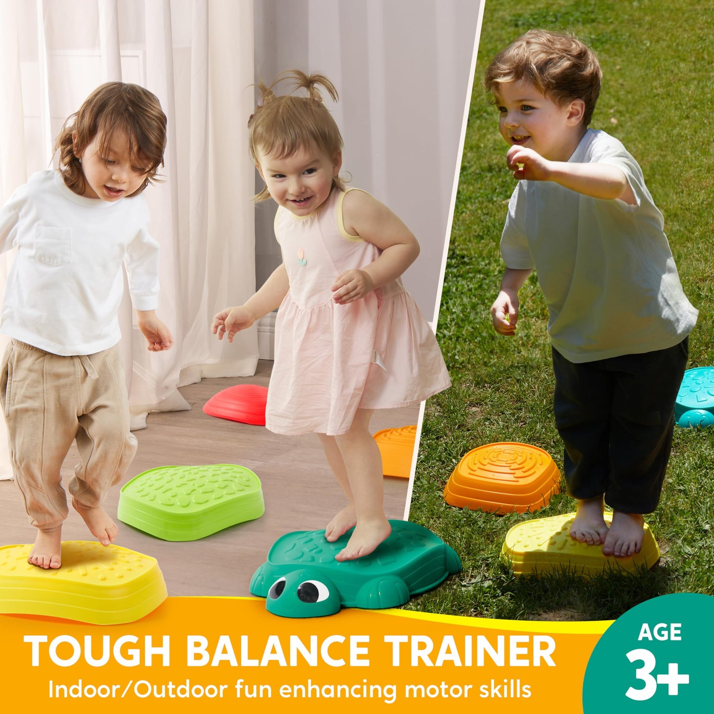 Joyfy Turtle Stepping Stones for Kids ,Toddler Obstacle Course Coordination Sensory Game