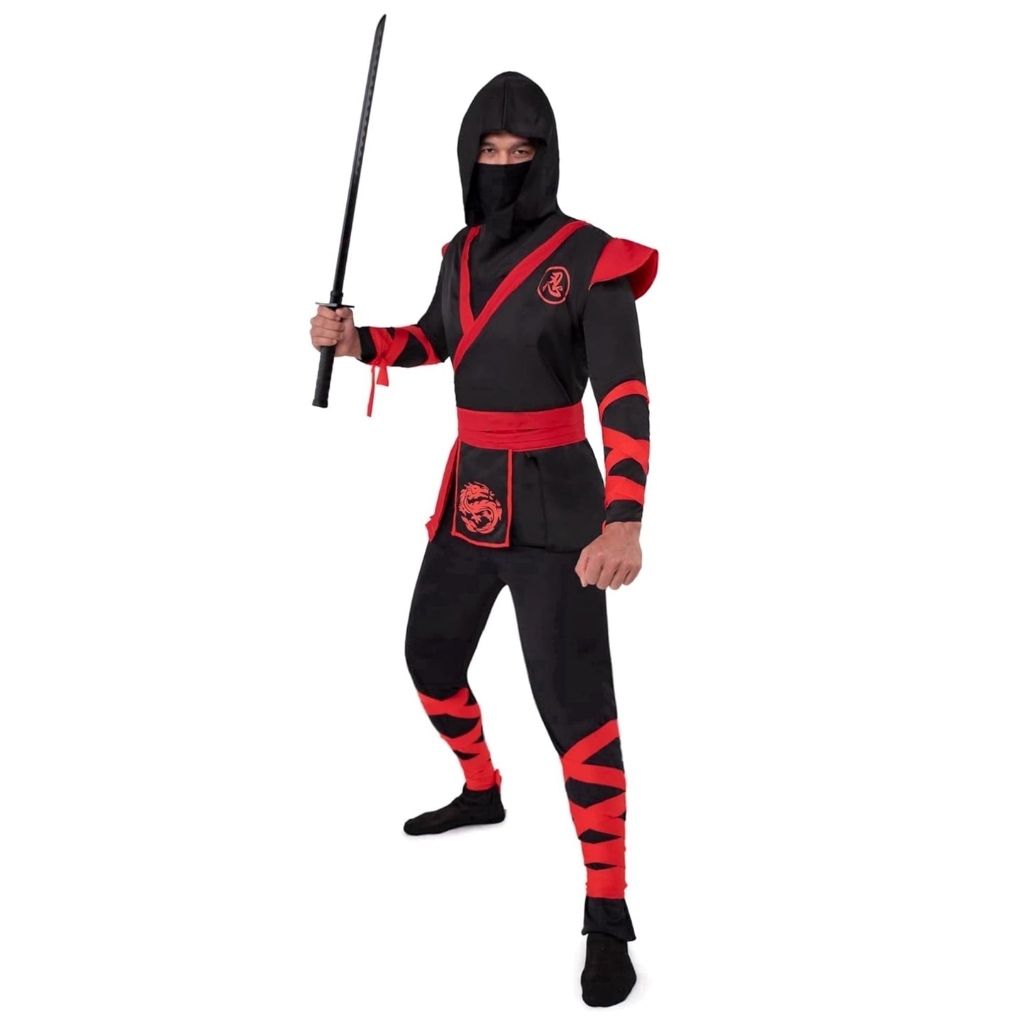 Joyfy Men Ninja Costume, Halloween Ninja Costume Adult for Halloween Cosplay Party XXL