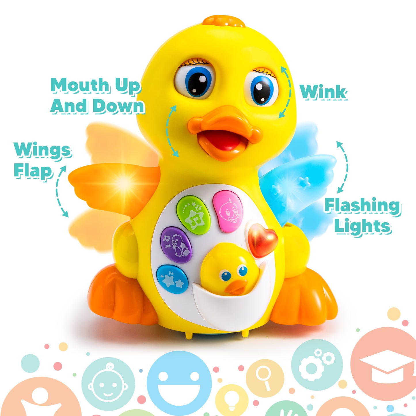 SYNCFUN Musical Toys for Toddlers 1 2 3 Year Old, Dancing Walking Duck Toy with Music and Lights, Learning Toy for Baby Kids