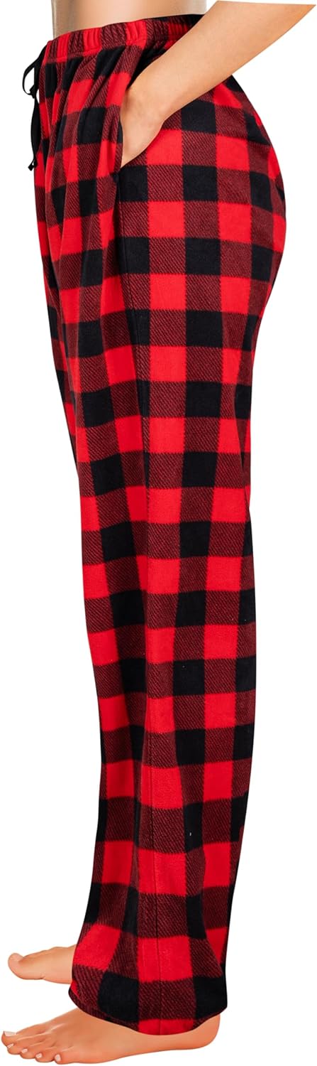SYNCFUN Christmas Pajama Pants for Women,Red and Black Buffalo Plaid Pajama Pants for Women