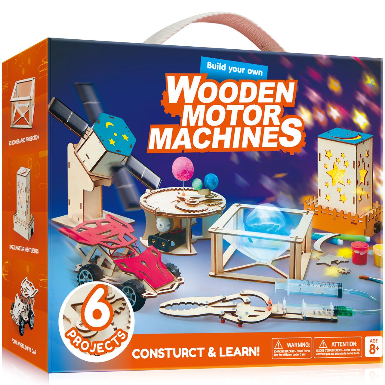 6 in 1 STEM Building Kits for Kids Wooden Motor Craft Kits Toys for Boys and Girls Age 8-12