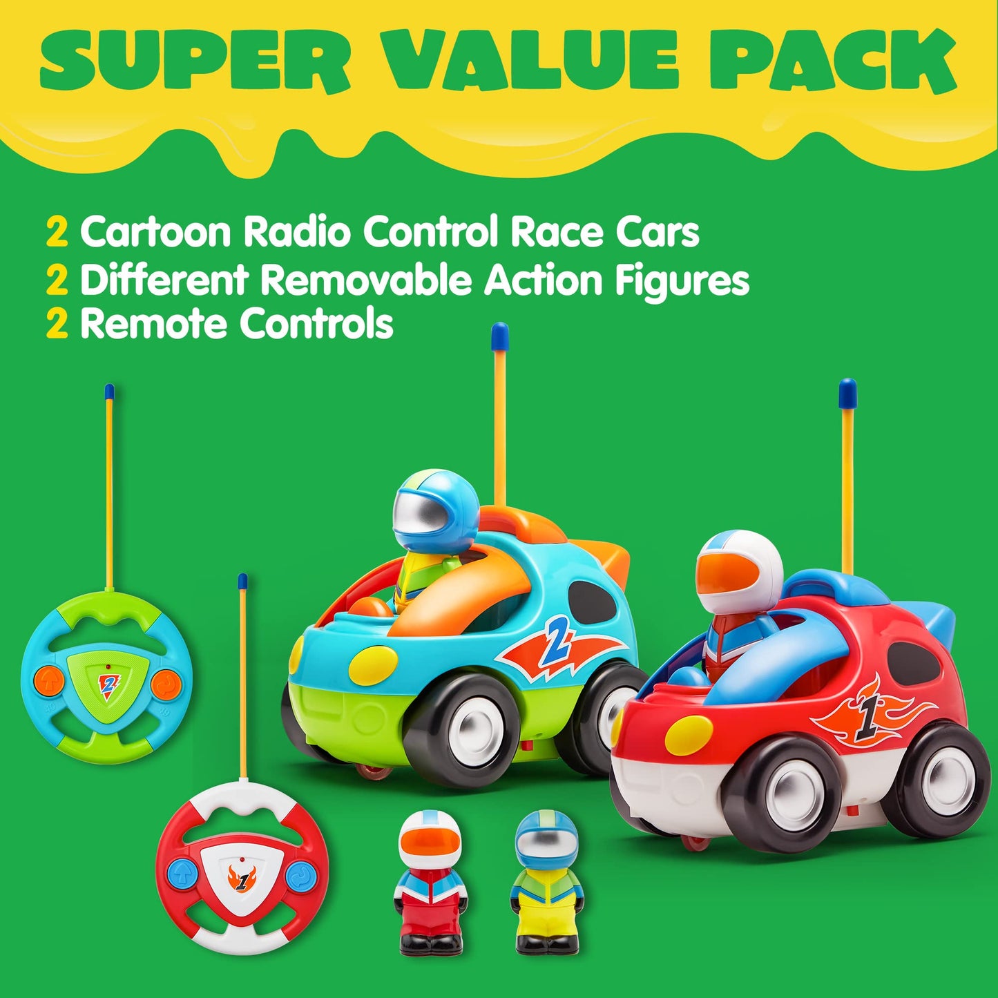 Joyfy Remote Control Car for Kids, Cartoon Race Car Toy for Boys, Toddlers Easter Basket Stuffers and Birthday Gift