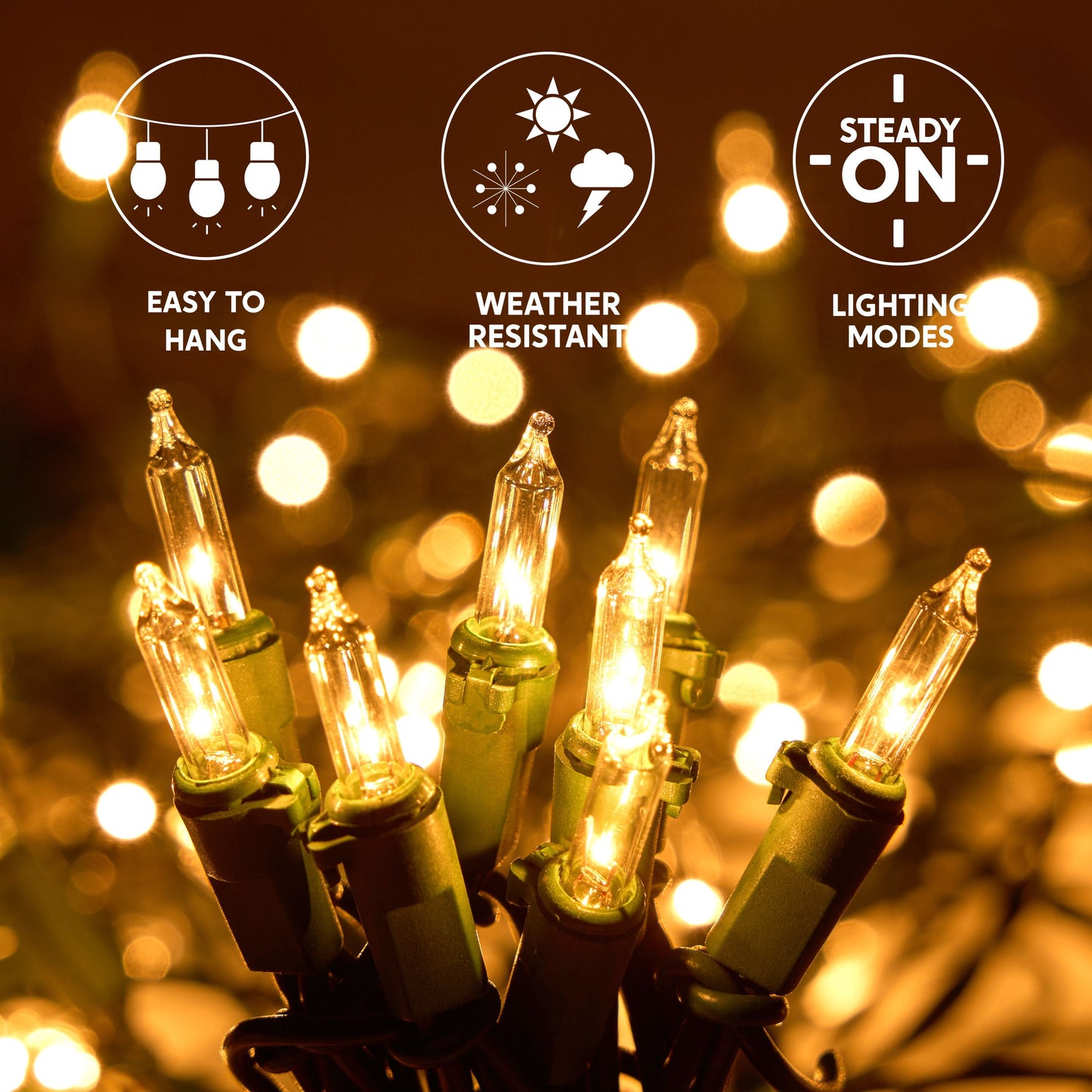 2x100 Warm White Incandescent Christmas Net Lights for Indoor & Outdoor Decorations, Christmas Events, Christmas Eve Night Decor, Christmas Tree, Bushes