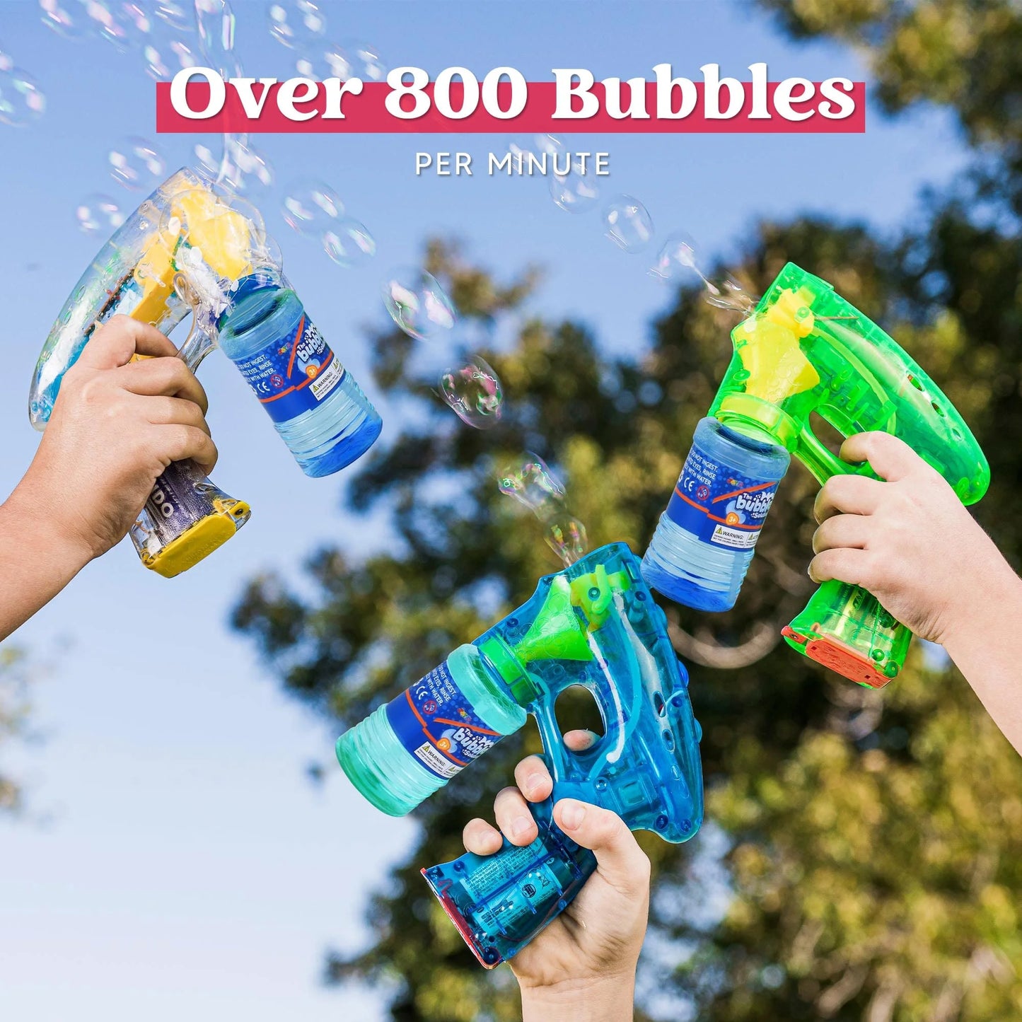 Syncfun 3 Pcs Bubble Gun for Kids,LED Light up Bubble Gun Blaster Toys for Kids Boys and Girls Outdoor Summer Game Party Favor