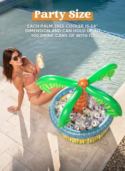 Syncfun Inflatable Palm Tree Cooler, 28" Inflatable Drink Cooler Luau Hawaiian Party Decoration, Beach Pool Party Supplies Accessories