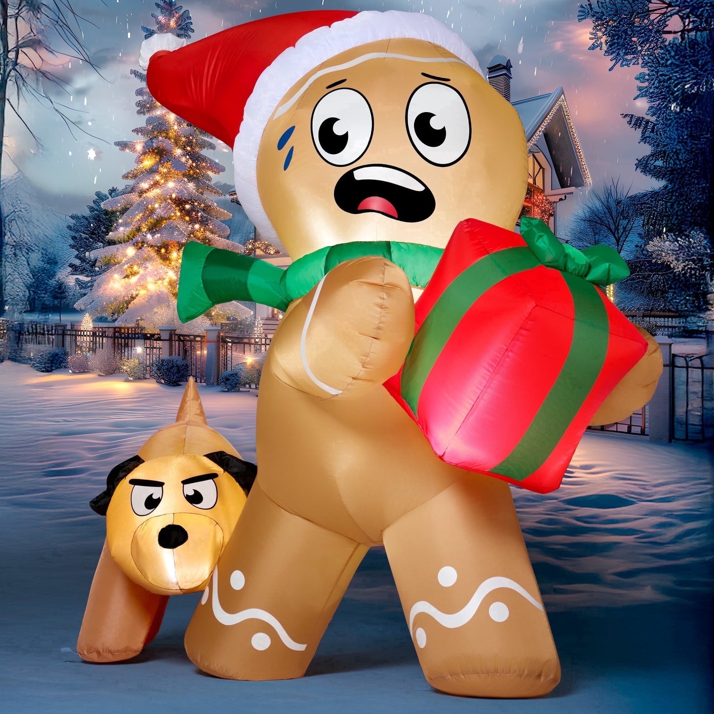 Joyfy 6 FT Christmas Inflatables Gnome Outdoor Decorations,Stacked Gnomes Blow Ups Yard with Built-in LEDs for Holiday Party Garden Lawn Decor