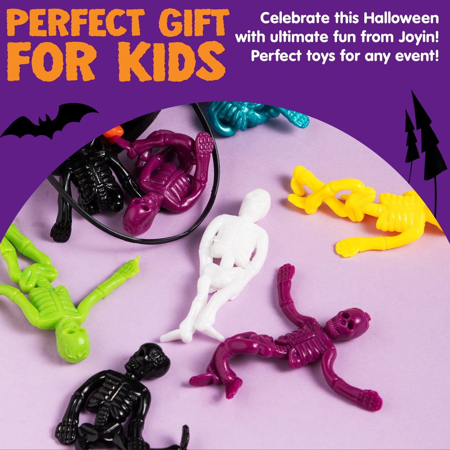 Joyfy 108 Pcs Halloween Stretchy Skeleton Toys,Halloween Toys Bulk for Party Favors,Halloween Goody Bag Fillers,Halloween Sticky Toys for Classroom Prizes
