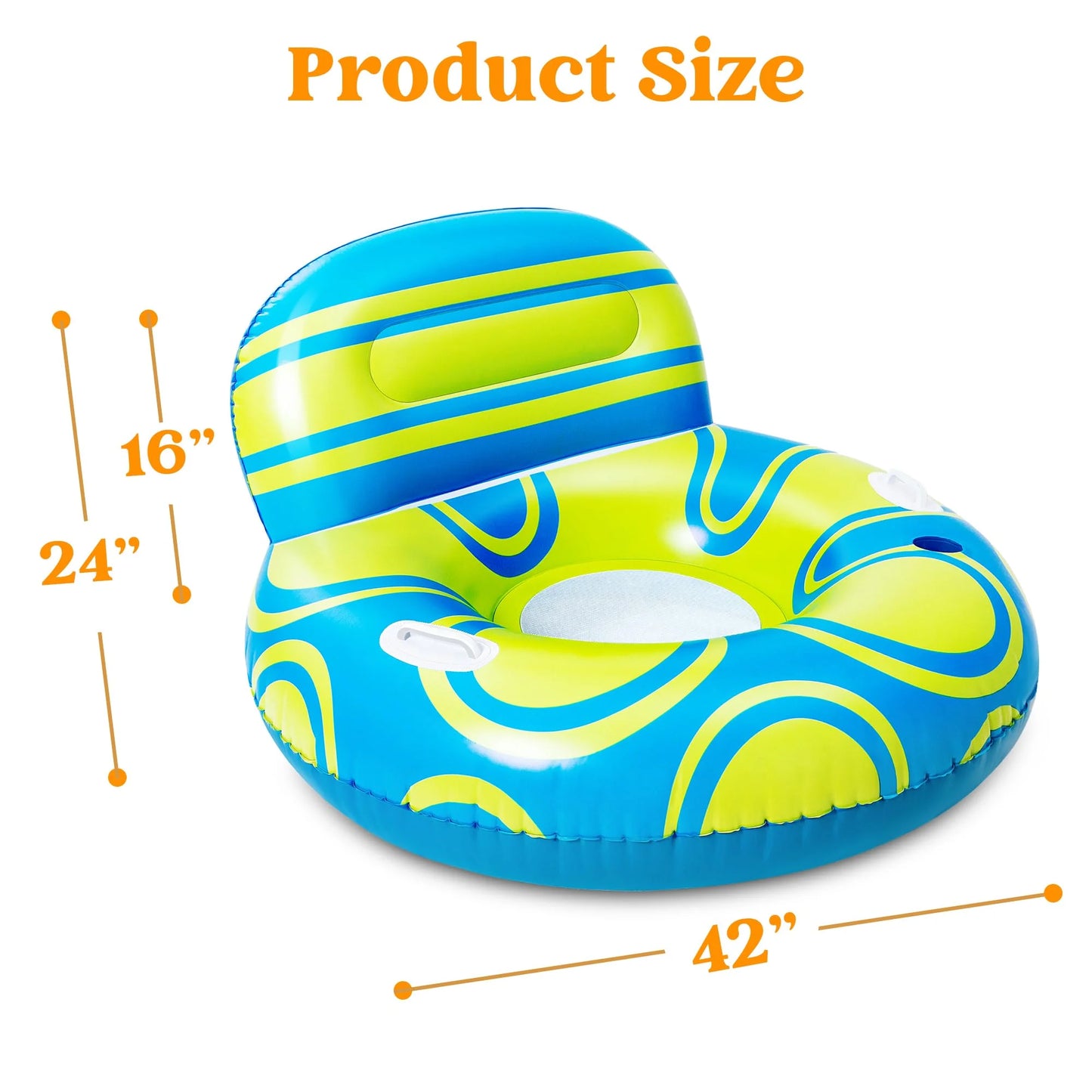 Syncfun Inflatable Pool Float Lounger with Backrest, Air Sofa Floating Chair with Handle and Cup Holder, Summer Pool Floaties Rafts Lounger for Adult & Kids