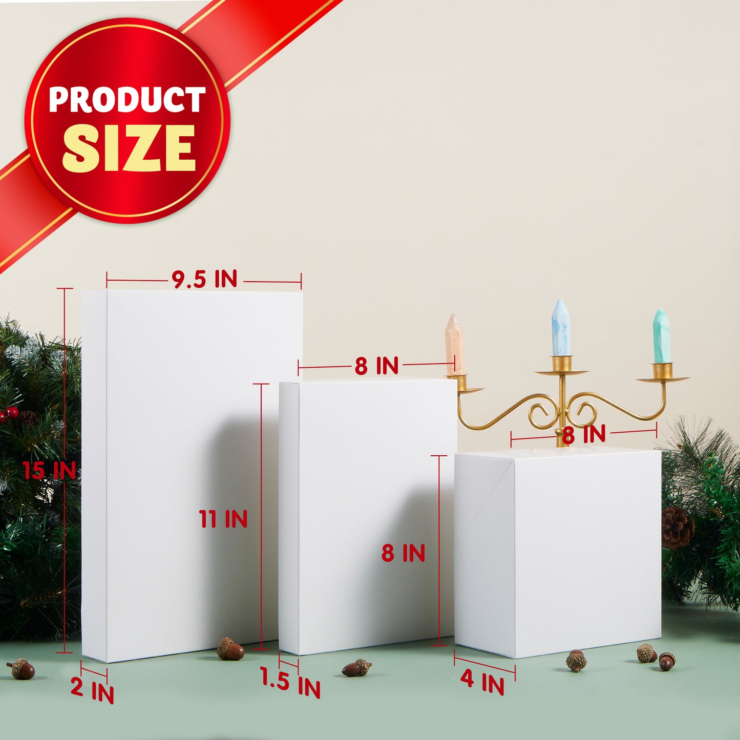 Joyfy 12 Pcs White Kraft Cardboard Boxes Gift Wrap for Christmas Holiday, Festive Xmas Wrapping Shirt and Lingerie Cupcake DIY Boxes
