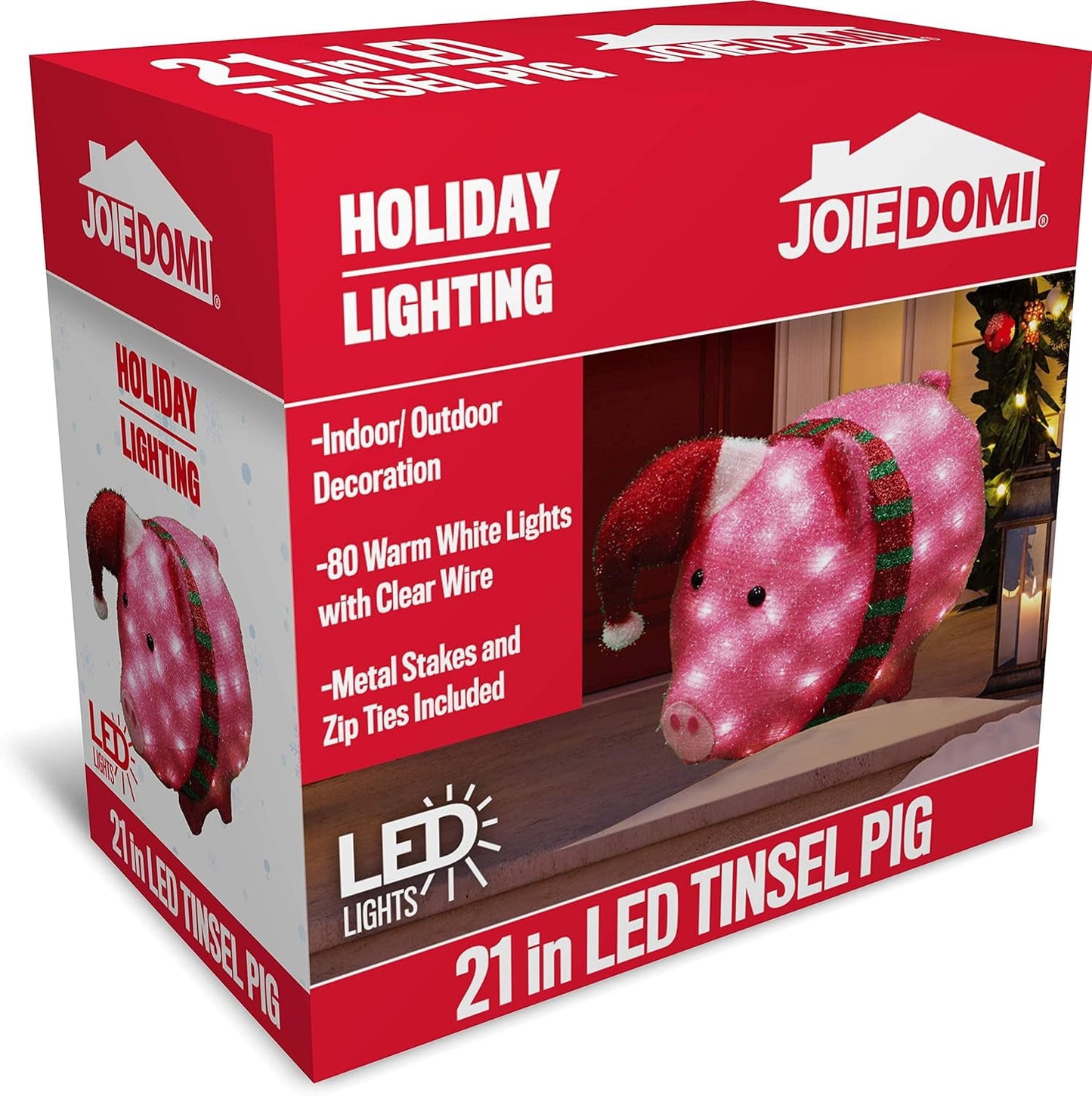 Pig Yard Light Christmas Outdoor Decorations,80 Pre-Lit LED Christmas Decorations,Christmas Yard Light with Stakes Decorations Outdoor Holiday Decor