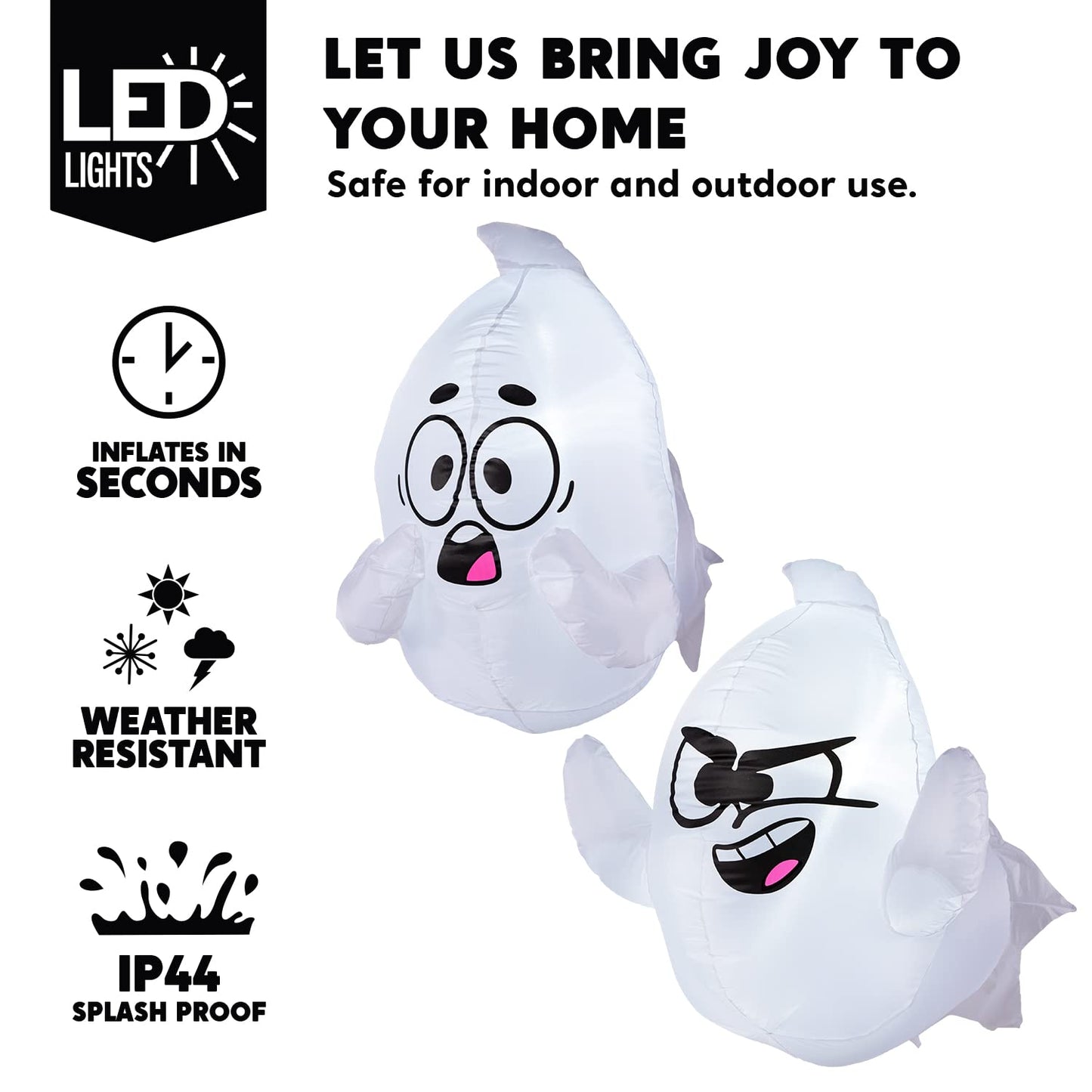 Syncfun 2 Pack Halloween Inflatable Window Ghost,2.6 FT Outdoor Scary Flying Ghost Broke Out from Window with Built-in LED Blow Up Inflatable for Window Decoration Yard Garden Lawn Decor